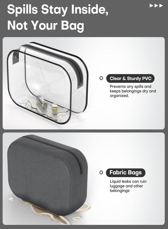 HOTOR Clear Toiletry Bag for Men & Women - TSA Approved Travel Essentials, Waterproof PVC Zippered Makeup Bag for Gym, Airplane & Daily Use, 8.8" x 6.0" x 2.2", 2 Packs - Image 4